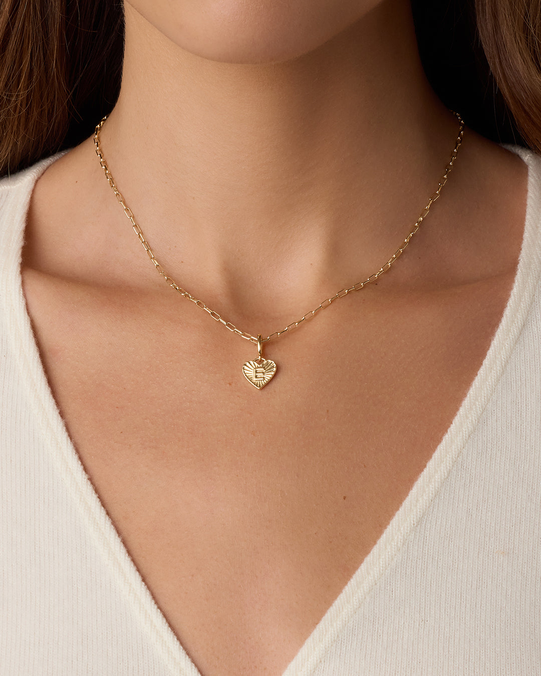 Vintage Heart Alphabet Charm Necklace