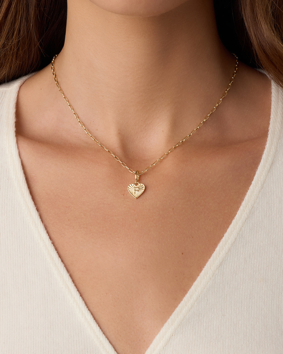 Vintage Heart Alphabet Charm Necklace