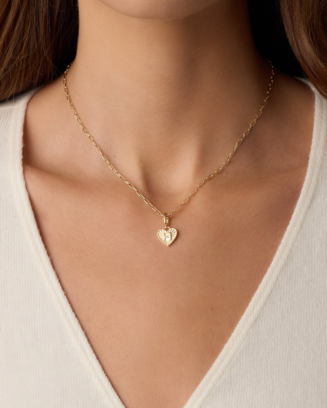 Vintage Heart Alphabet Charm Necklace