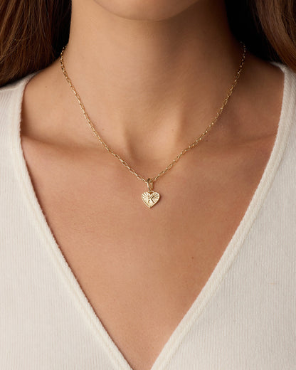 Vintage Heart Alphabet Charm Necklace