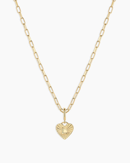 Vintage Heart Alphabet Charm Necklace