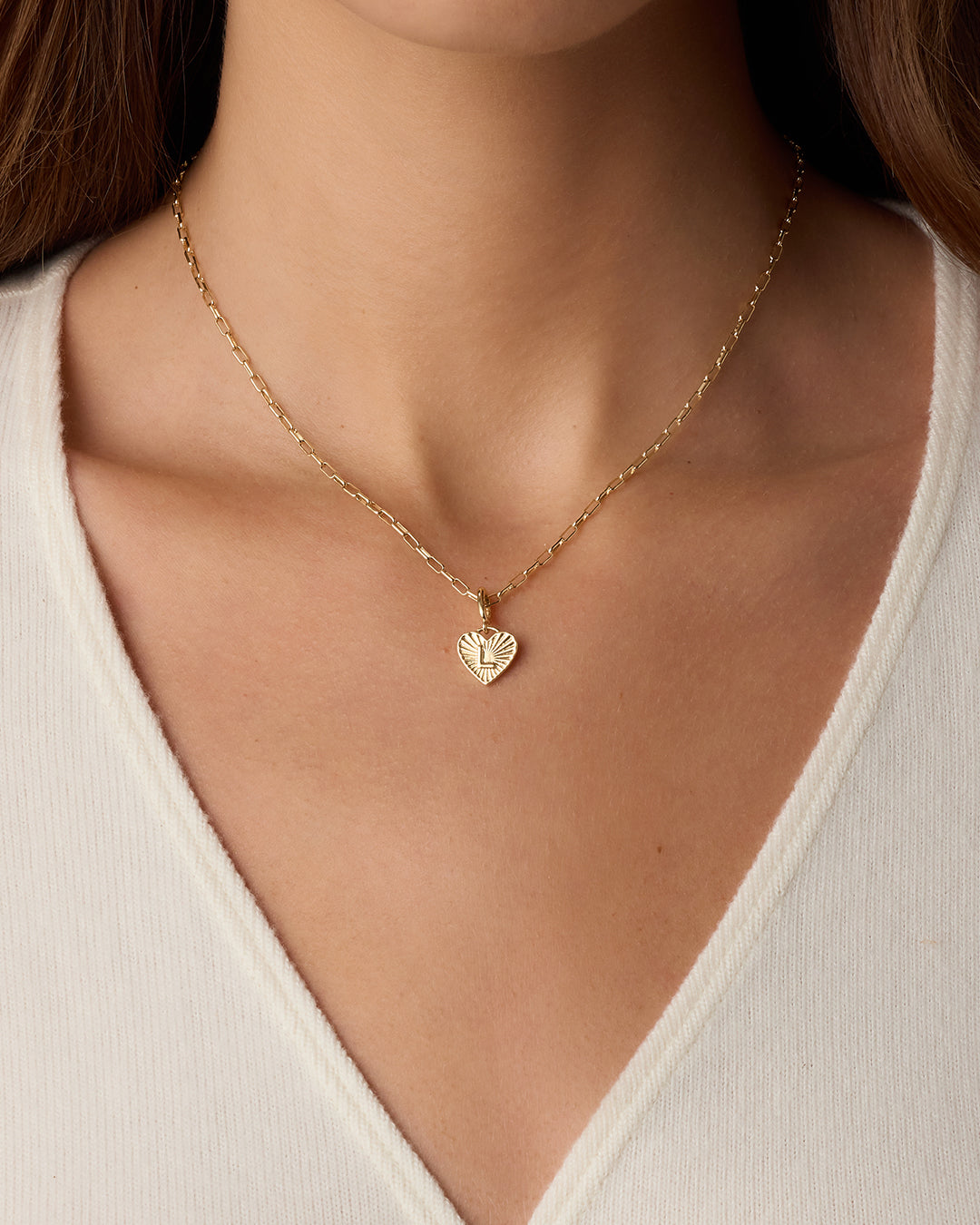 Vintage Heart Alphabet Charm Necklace
