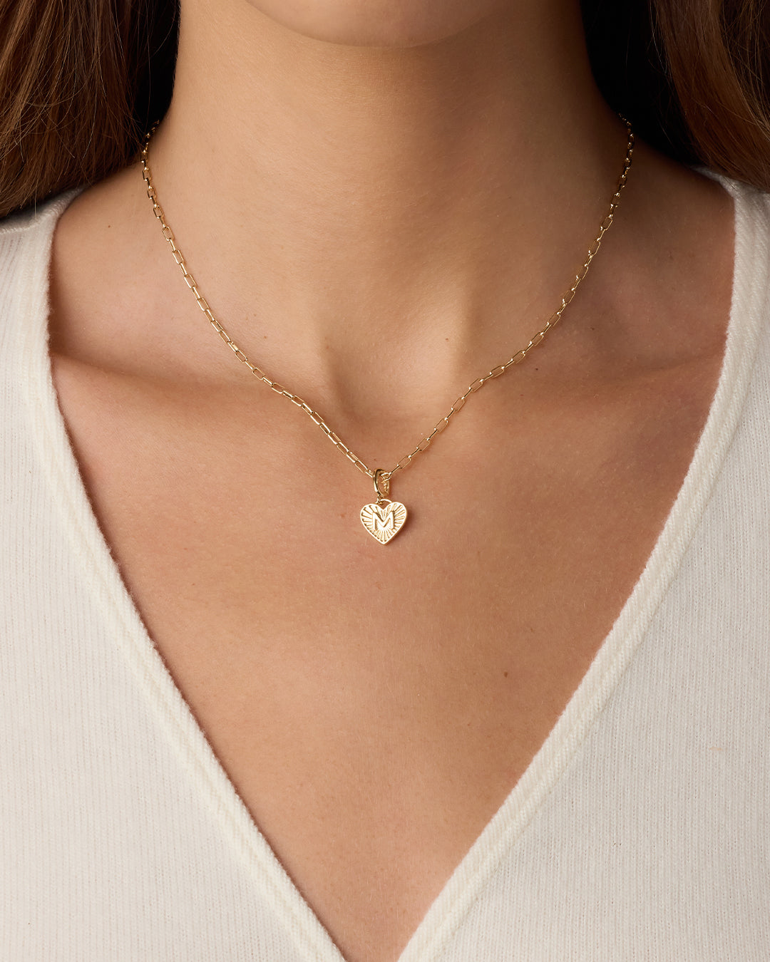 Vintage Heart Alphabet Charm Necklace