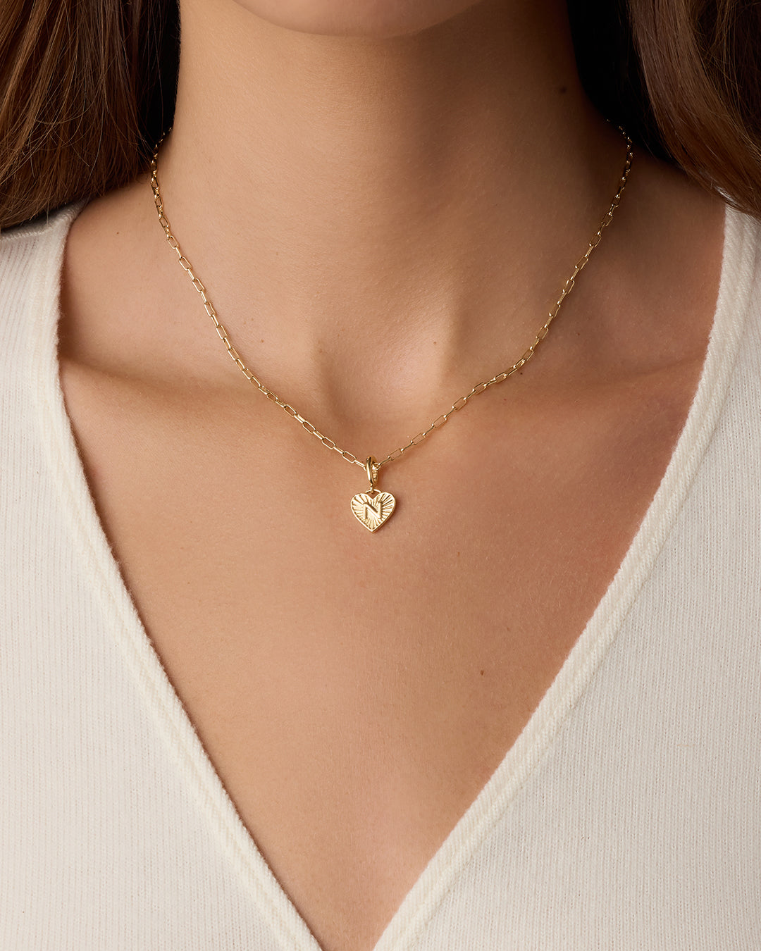 Vintage Heart Alphabet Charm Necklace