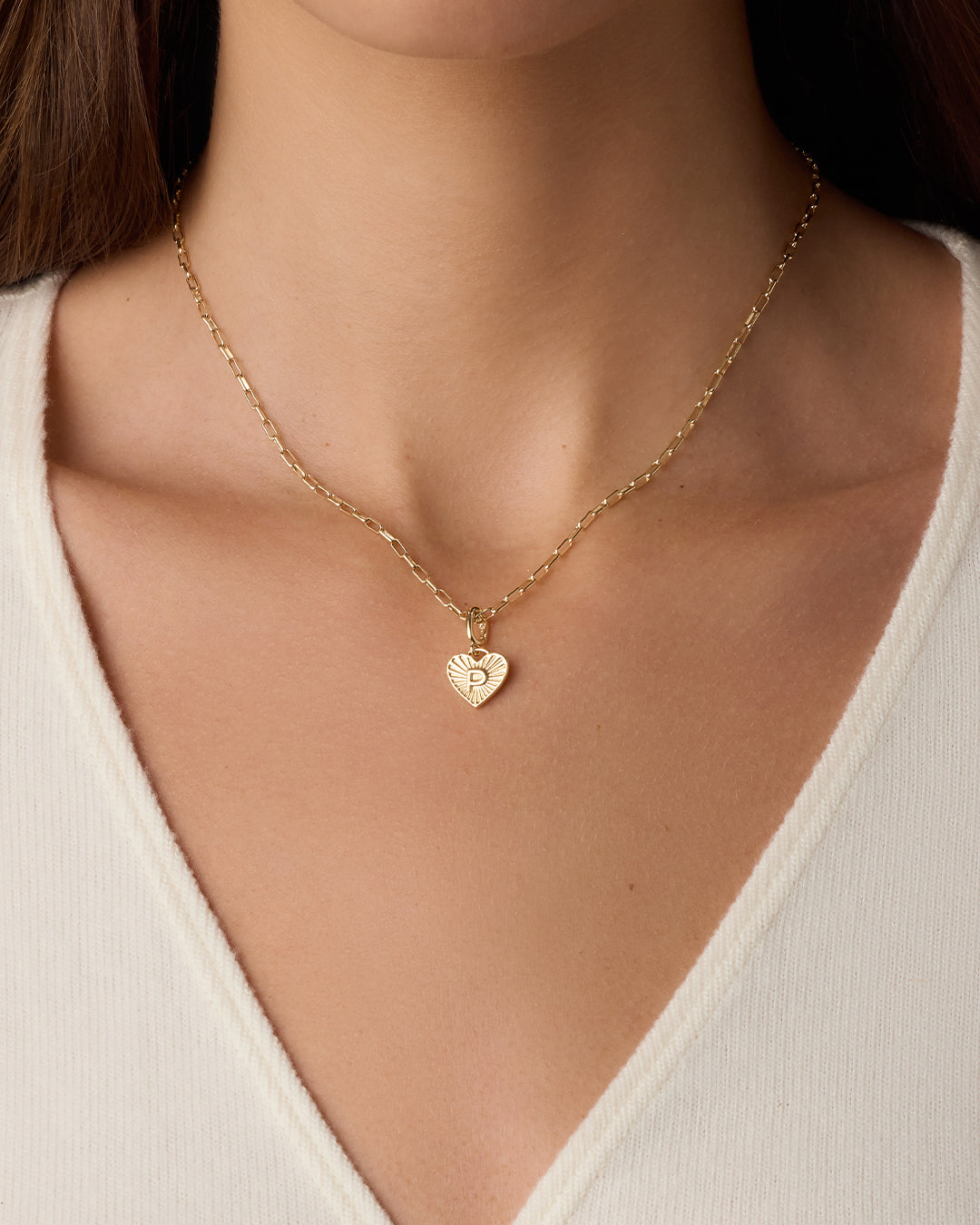 Vintage Heart Alphabet Charm Necklace