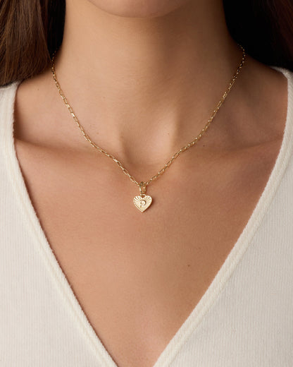 Vintage Heart Alphabet Charm Necklace