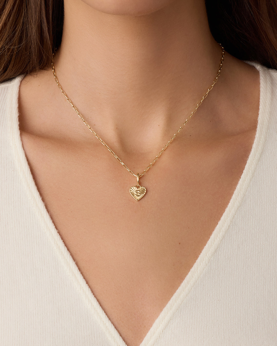 Vintage Heart Alphabet Charm Necklace