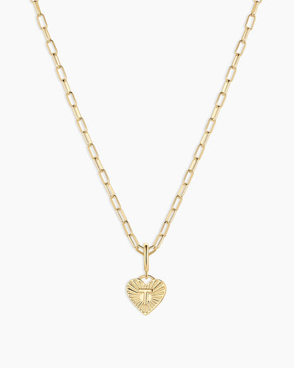 Vintage Heart Alphabet Charm Necklace