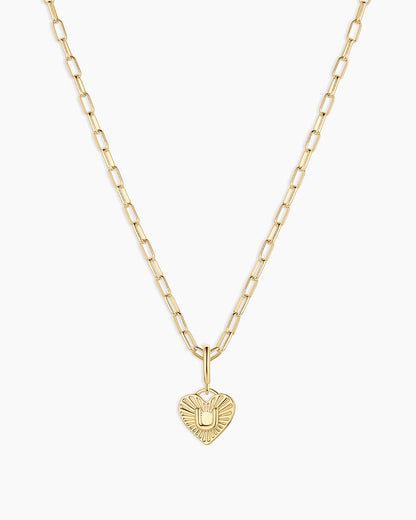 Vintage Heart Alphabet Charm Necklace