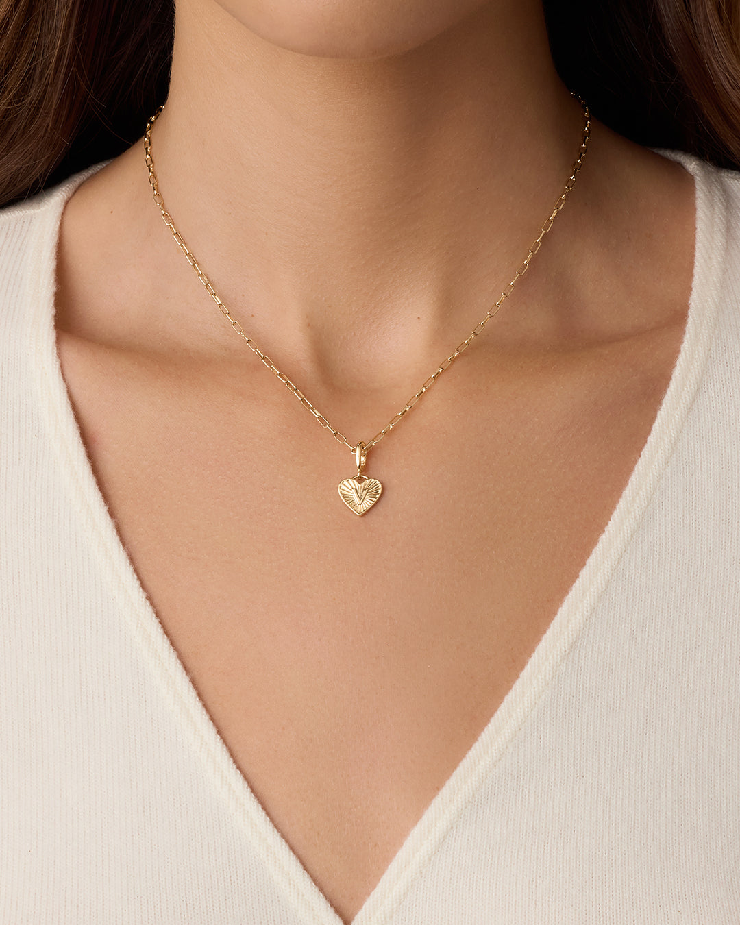 Vintage Heart Alphabet Charm Necklace