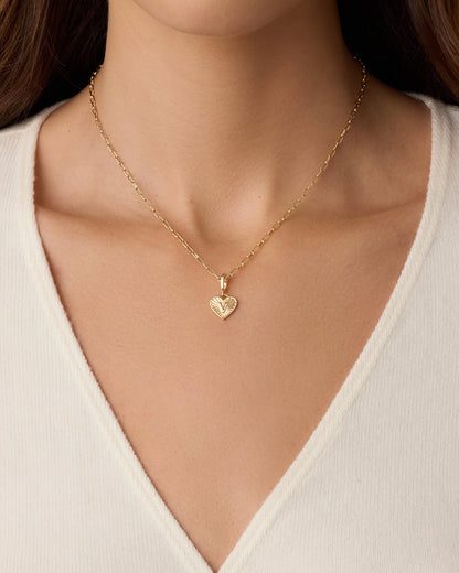 Vintage Heart Alphabet Charm Necklace