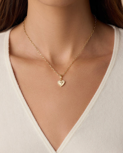 Vintage Heart Alphabet Charm Necklace