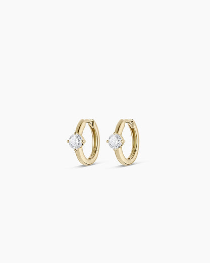 14K Lab Grown Diamond Solitaire Huggies