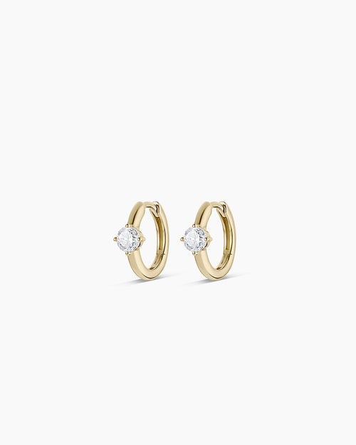 14K Lab Grown Diamond Solitaire Huggies