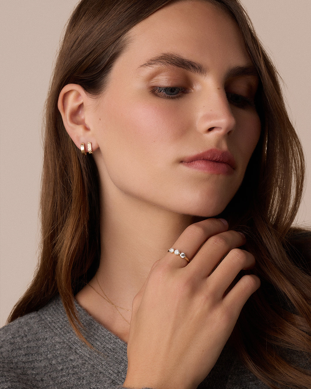 14K Diamond Love Rose Single Huggie