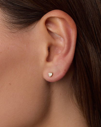 14K Lab Grown Diamond Heart Single Flat Back Stud