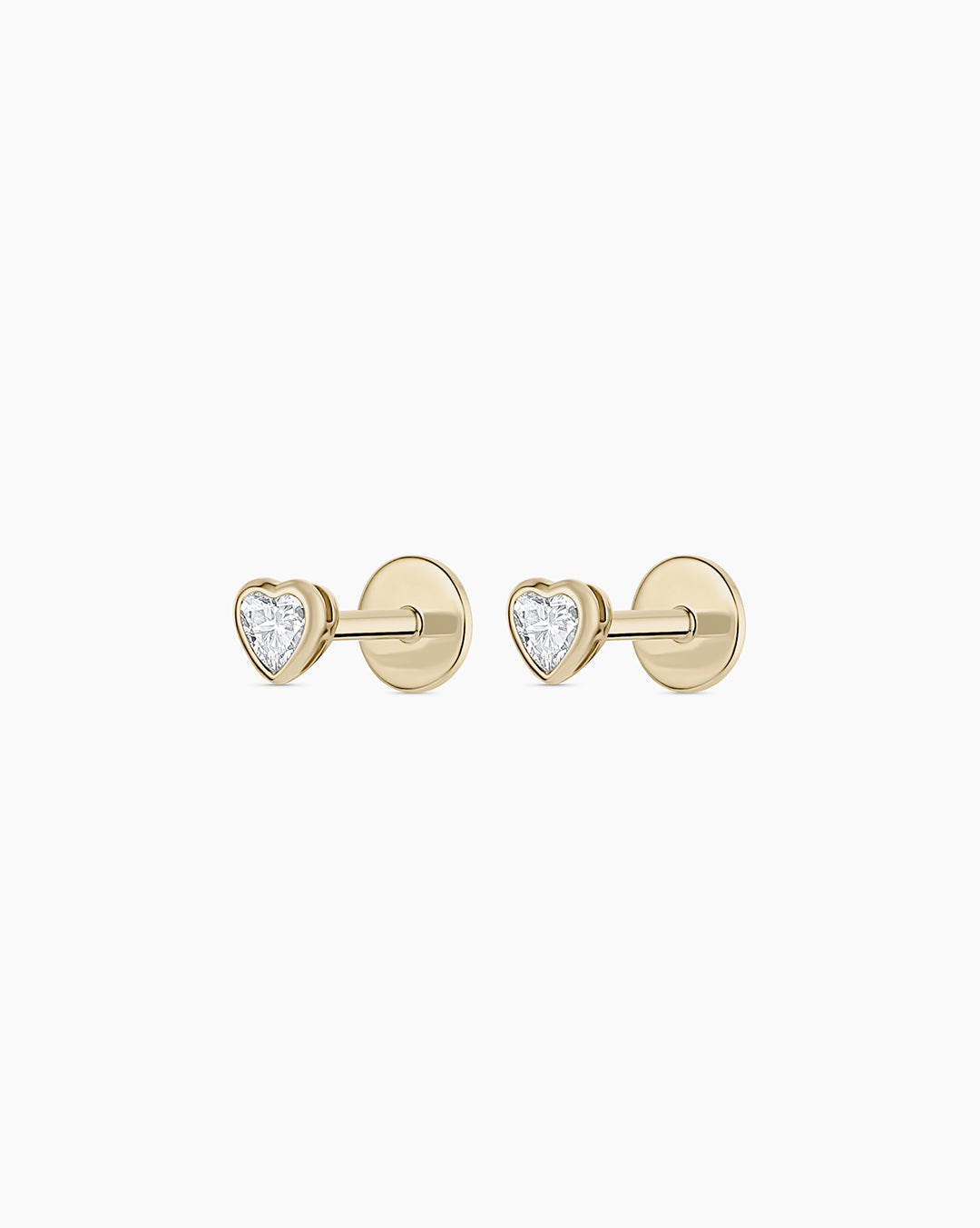 14K Lab Grown Diamond Heart Flat Back Studs