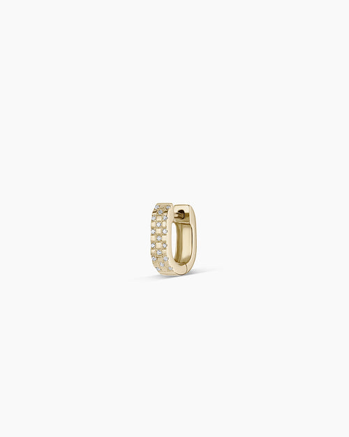 14K Diamond Checkered Mini Single Huggie