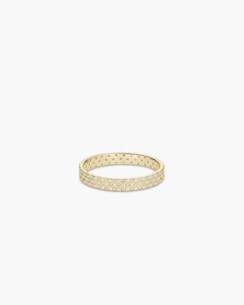 14K Diamond Checkered Ring
