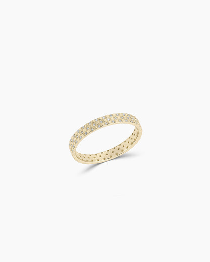 14K Diamond Checkered Ring