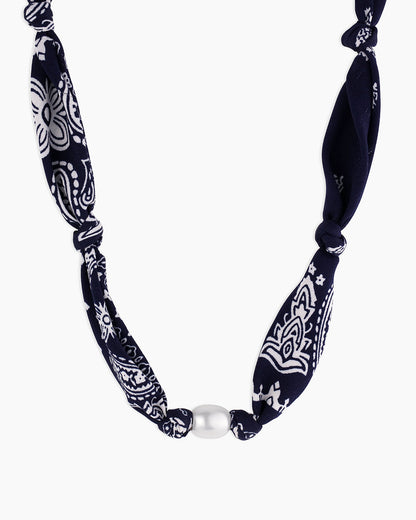 Paisley Bandana Pearl Necklace
