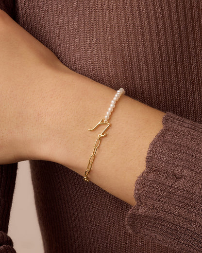 Lou Pearl Alphabet Bracelet