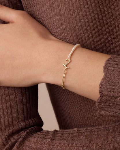 Lou Pearl Alphabet Bracelet