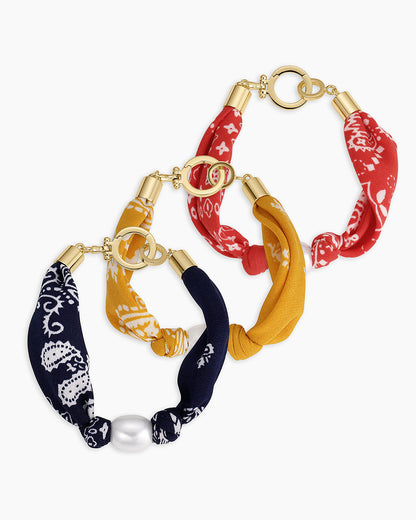 Paisley Bandana Pearl Bracelet