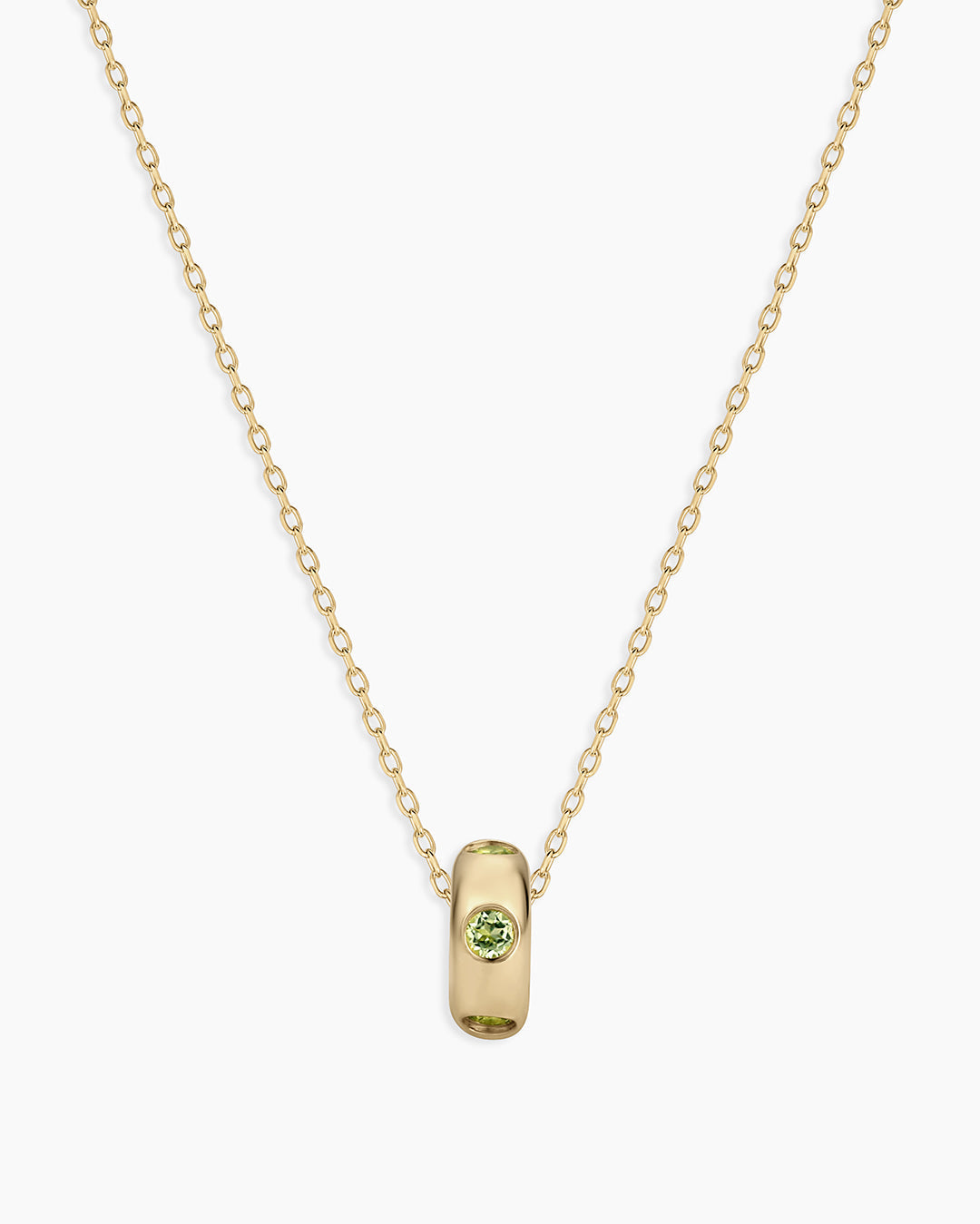 14K Gold Birthstone Halo Charm Necklace