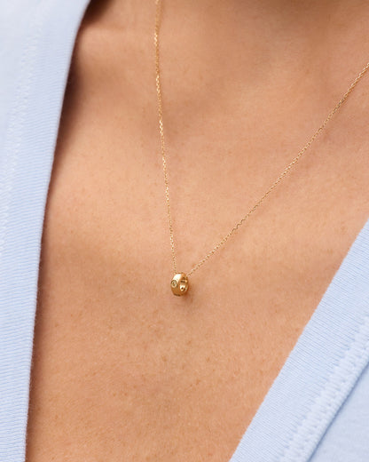 14K Gold Birthstone Halo Charm Necklace