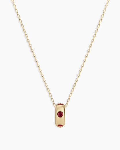 14K Gold Birthstone Halo Charm Necklace