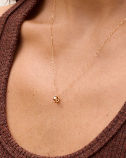 14K Gold Birthstone Halo Charm Necklace