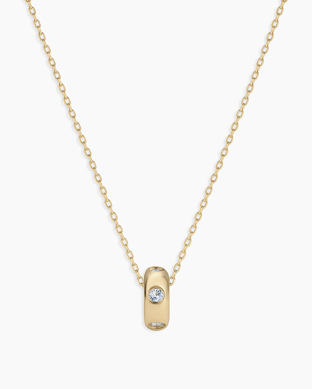 14K Gold Birthstone Halo Charm Necklace