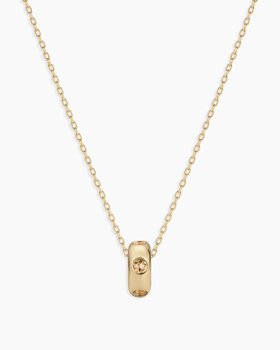 14K Gold Birthstone Halo Charm Necklace