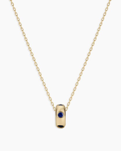 14K Gold Birthstone Halo Charm Necklace
