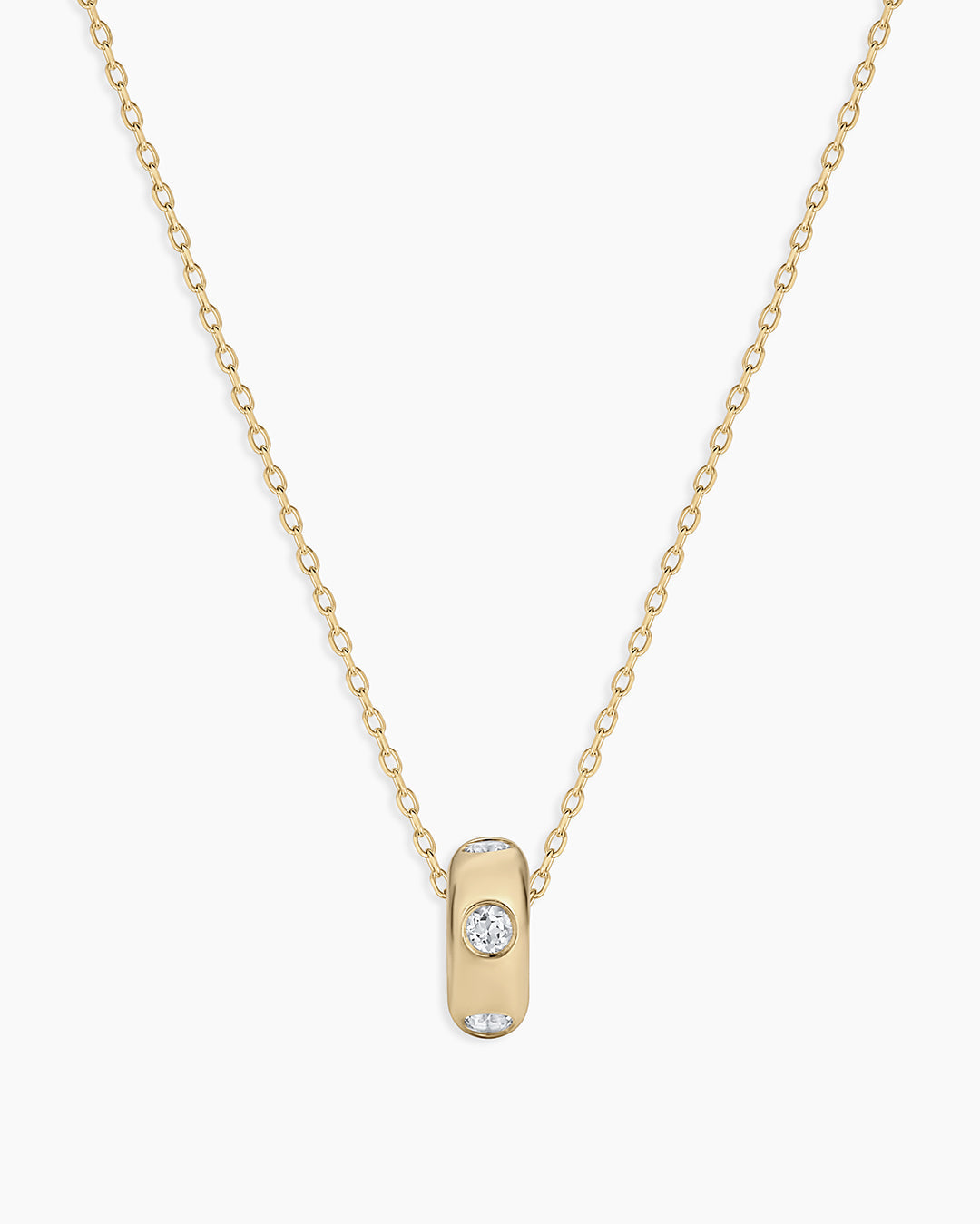 14K Gold Birthstone Halo Charm Necklace