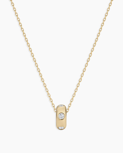14K Gold Birthstone Halo Charm Necklace