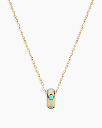 14K Gold Birthstone Halo Charm Necklace