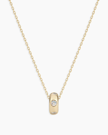 14K Gold Birthstone Halo Charm Necklace