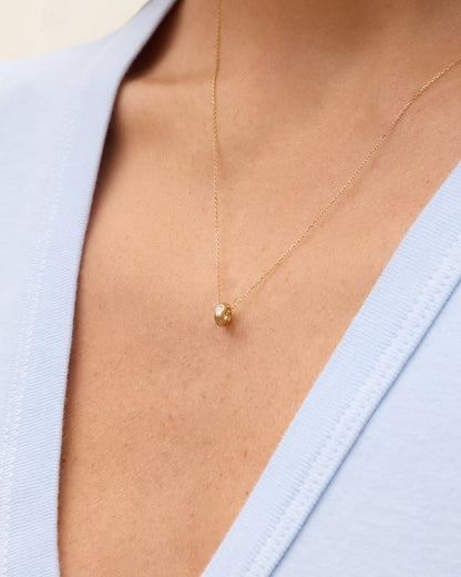 14K Gold Birthstone Halo Charm Necklace