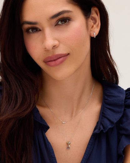 14K White Gold Lou Halo Charm Necklace