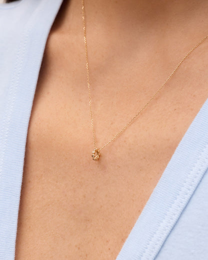 14K Classic Diamond Halo Charm Necklace