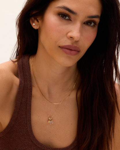14K Classic Diamond Halo Charm Necklace