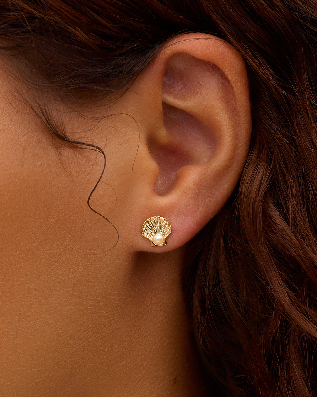 Scallop Pearl Single Stud