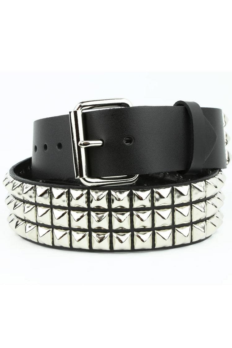 3 Rows Punk Pyramid Stud Belt [SILVER]