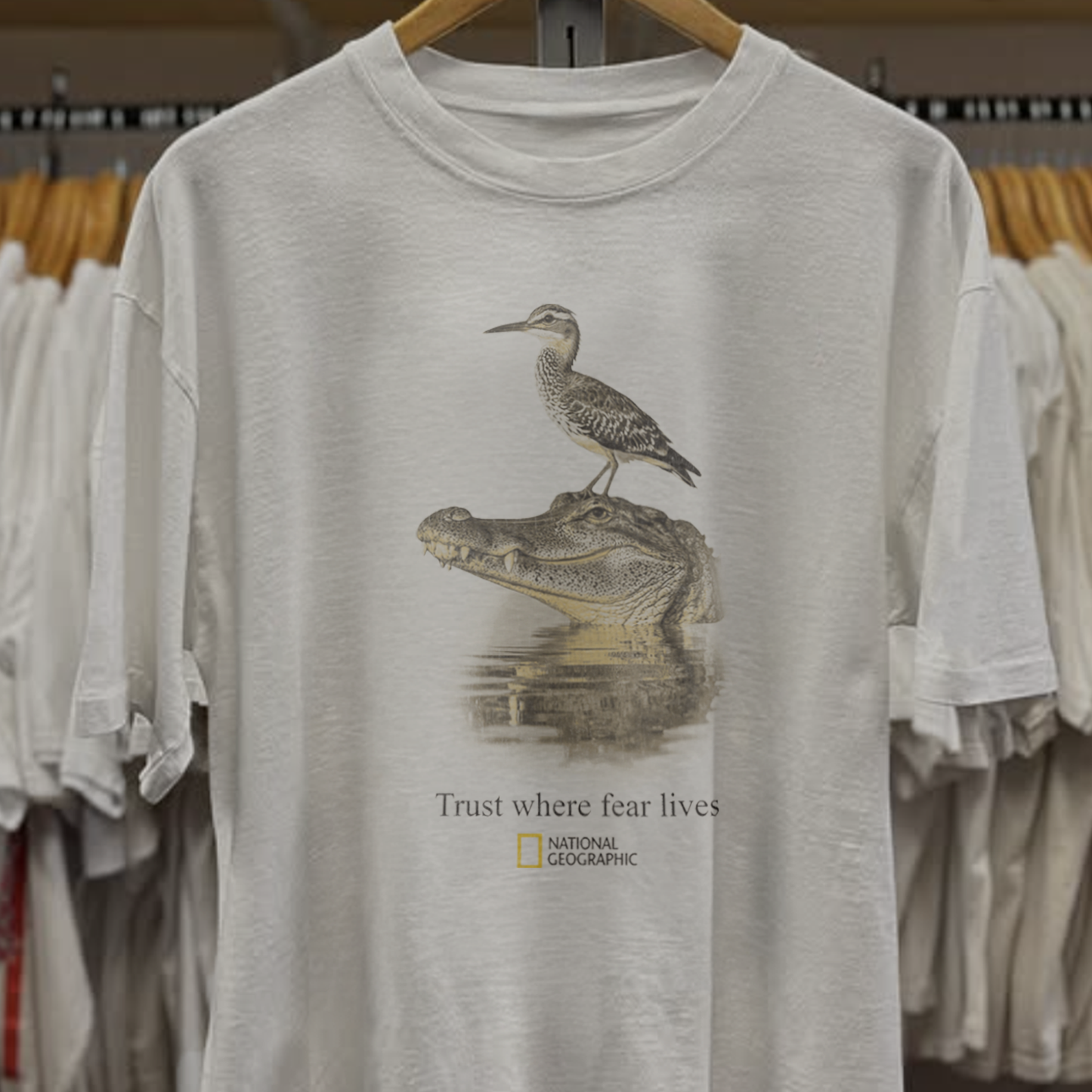 90s National Geographic Trust Washed White Tee