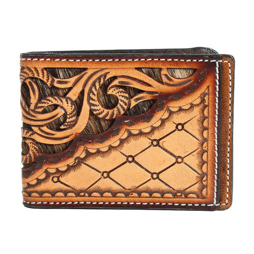 3D Calf Hair Tooled Bifold Money Clip