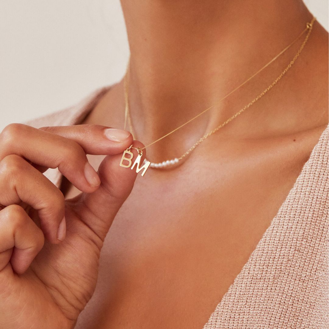 Gold Initial Letter Necklace