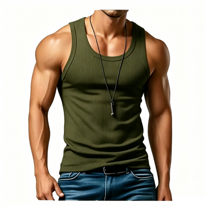 Men’s Wide-Strap Ribbed Tank Top – Comfortable Fit for Everyday Wear & Active Days