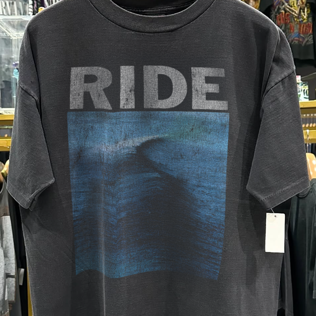 Ride Shoegaze 80s-90s Rare Grail Washed Black T-Shirt